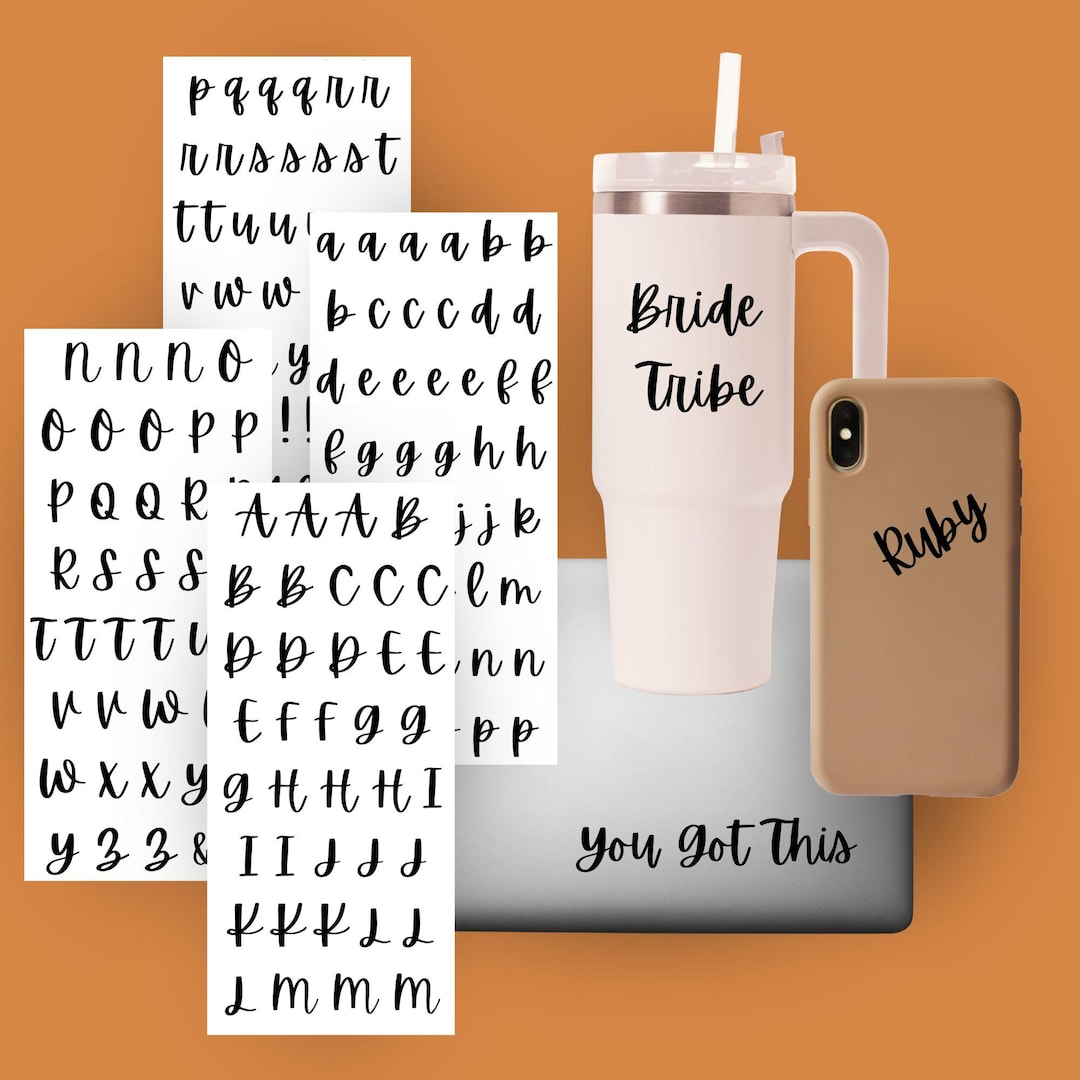 Modern Handwriting Alphabet UV DTF Transfers for Water Bottles ...