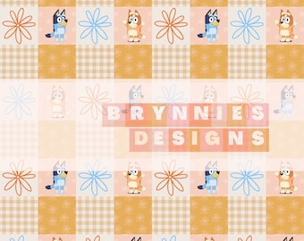 Boho Blue Dog Flower Summer Seamless Pattern
