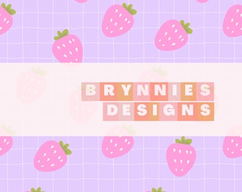 Strawberry Purple Grid Design- Digital Pattern, Seamless Repeat Pattern, Fabric Pattern, Seamless File- Spring- Summer- Swim