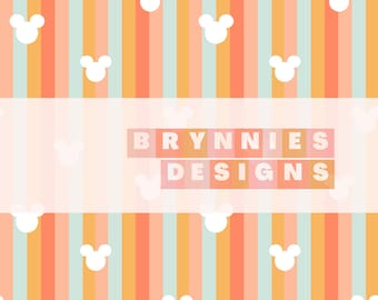 Magical Mouse Summer Stripe- Seamless Pattern Design- Disney- Magical Mouse- PNG