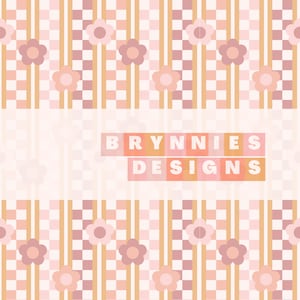 Flower Power Boho Checker Stripe Design- Patrón digital retro, patrón de repetición sin costuras, patrón de tela, archivo sin costuras