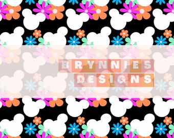Magische muis Flower Power-Neon-zomer-lente-naadloos patroon ontwerp-Disney-PNG