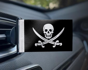 Pirate Jolly Roger Flag Car Air Freshener, Skull & Crossbones Accessory