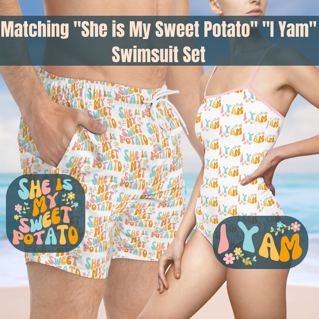 Matching Couples Swimsuits 'she is My Sweet Potato' Etsy