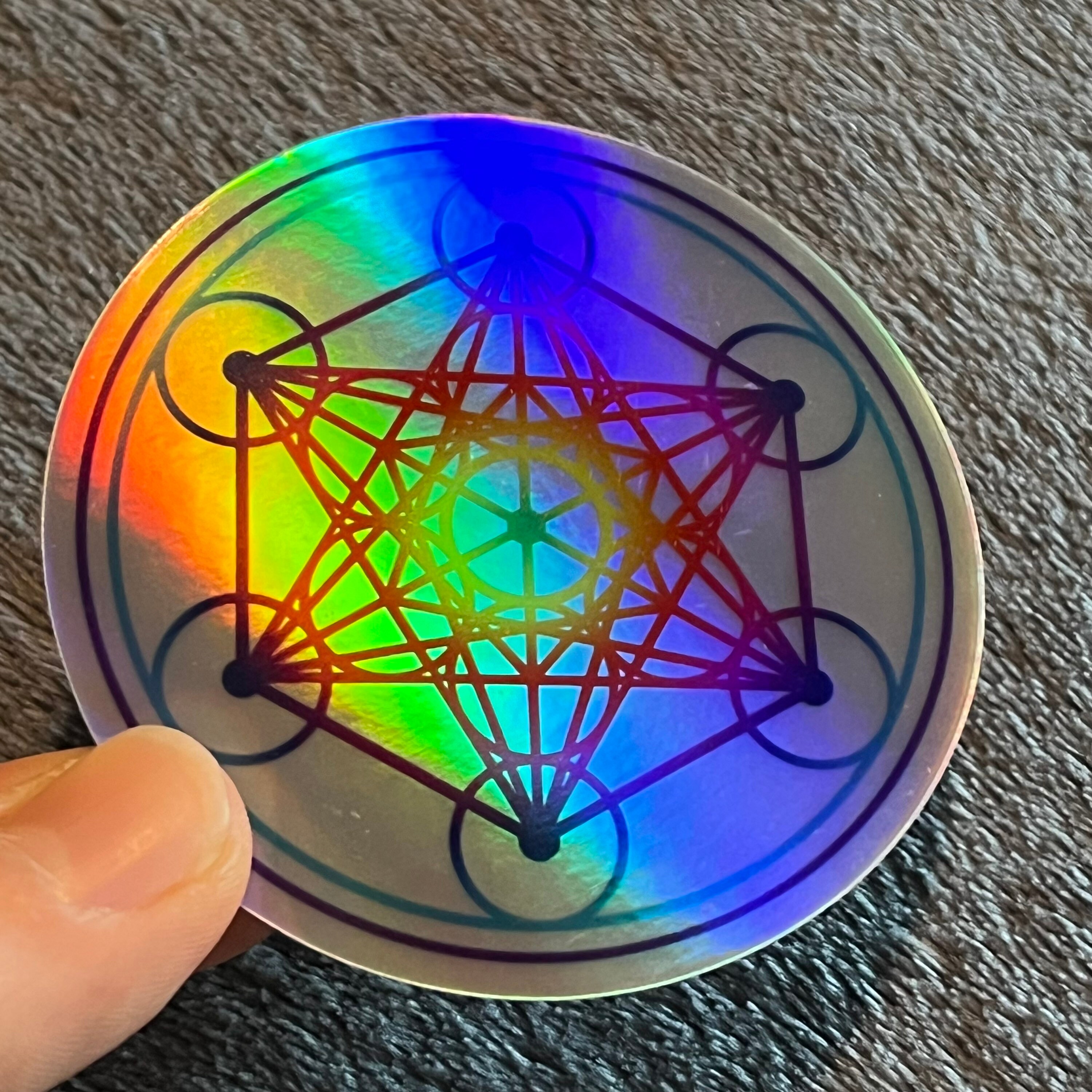 Metatrons Cube Sticker, 3 Inch Sacred Geometry Symbol Holographic Decal