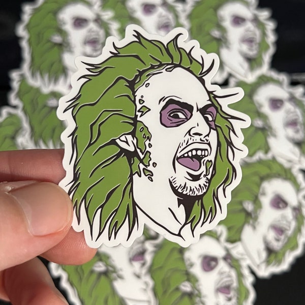 Beetlejuice Sticker - Creepy Cute 80’s Movie Sticker - Beetlejuice Decal - Weird and Unusual - Trippy Halloween Stickers