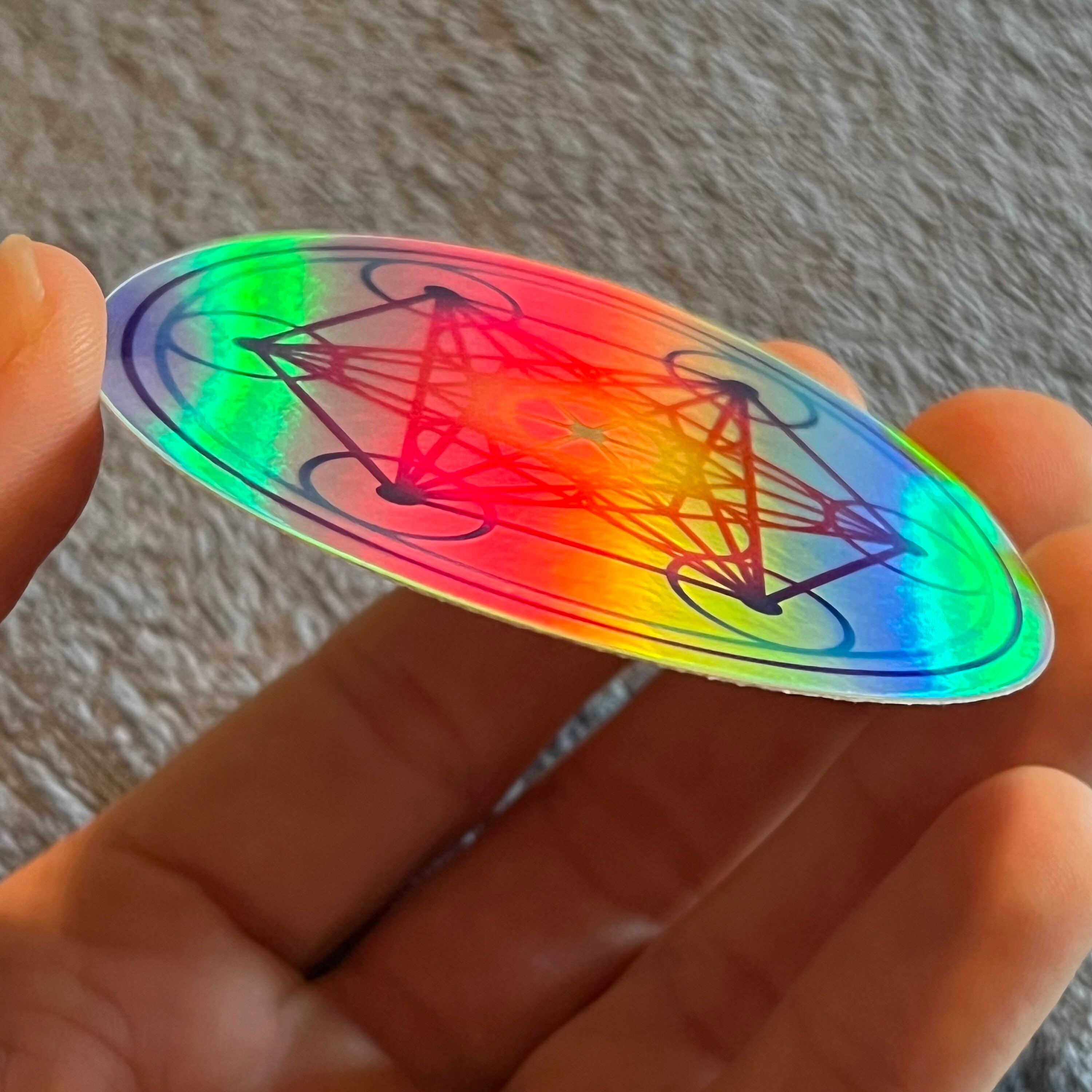 Metatrons Cube Sticker, 3 Inch Sacred Geometry Symbol Holographic Decal