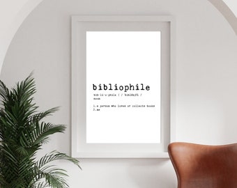 Bibliophile Definition Print, Reading Nook Decor, Book Nook, Book Shelf Decor, Bookish Birthday Gift, Book Lover Wedding Gift, Reader Gifts