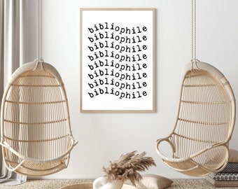 Bibliophile Poster Digital Download, Book Wall Art, Book Lover Print, Reading Art Print, Library Art Print, Book Nook, Printable Wall Art