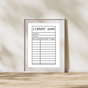 Impresión de tarjeta de biblioteca, arte de biblioteca, decoración del aula imprimible, decoración de la oficina de la escuela, regalo de maestro de biblioteca, regalo de maestro de inglés, regalo de bibliotecario