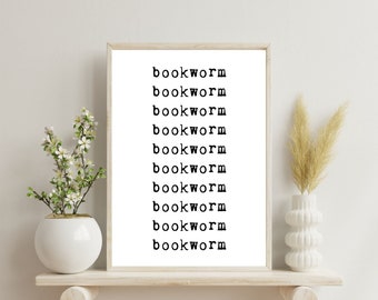 Bookworm Wall Art, Bookish Prints, Minimalist Wall Art, Book Art Print, Bookish Decor, Nerd Art, Library Art, Book Lover Gift, Bookish Gifts
