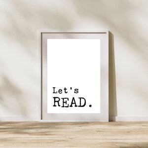 Let&#39;s Read Sign, Read Print, Reading Poster, Reading Room Decor, Reading Art Print, Book Nook Decor, Reading Nook Art, Boho Classroom Decor