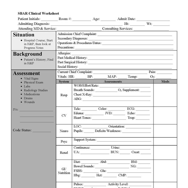 Nursing Rounding Template Etsy Nursing Rounding Template Etsy