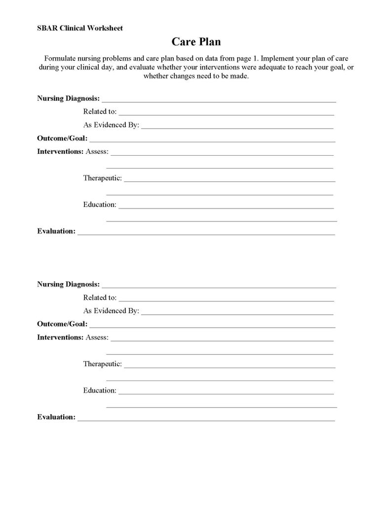 SBAR Nursing Worksheet Printable, Nurse Report Template (PDF) - Etsy