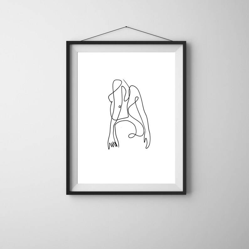 Minimalist Line Art of Human Form Digital Download, Black and White