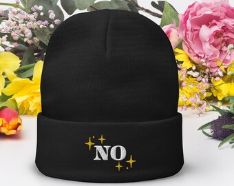 Sparkly No Embroidered Beanie