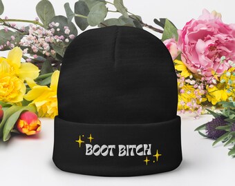 Sparkly Boot Bitch Embroidered Beanie - custom order for "Snow"