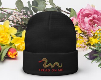 Tread on Me Snake Embroidered Beanie