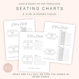 Druckbare Sitzplan Vorlage | Minimalistischer Sitzplan für die Hochzeit Rechteckiger Tisch Sitzplan Planer | Sitzplan