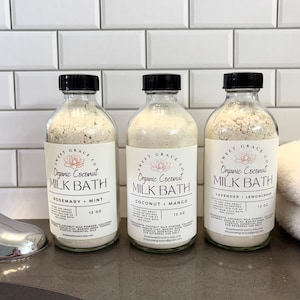 Organic Coconut Milk Bath: Aromatherapy Self-Care - Eucalyptus Lavender Lemongrass, dry skin, moisturizer, bath salts, gift idea, dry skin