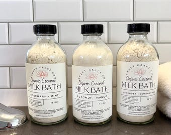 Organic Coconut Milk Bath: Aromatherapy Self-Care - Eucalyptus Lavender Lemongrass, dry skin, moisturizer, bath salts, gift idea, dry skin