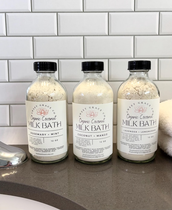 Organic Coconut Milk Bath: Aromatherapy Self-Care - Eucalyptus Lavender Lemongrass, dry skin, moisturizer, bath salts, gift idea, dry skin