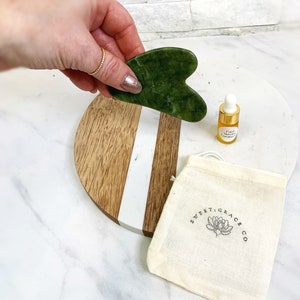 Crystals, Jade Gua Sha, facial massage, natural skincare, gift idea for her, organic skincare, face oil, skincare self care, self care