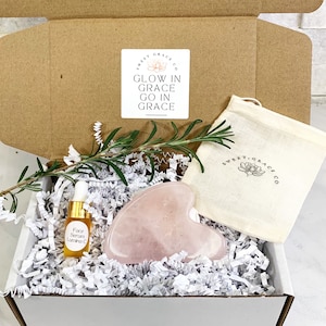 Crystal Gua Sha tool, Gua Sha facial tool, natural skincare, gift idea for her, organic face oil, nautural skincare, rose quartz Crystal