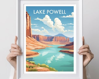 LAKE POWELL Printable Travel Poster, Digital Download, Home Decor, Wall Art, Digital Art, Lake Picture, Gift For Her, Gift For Him