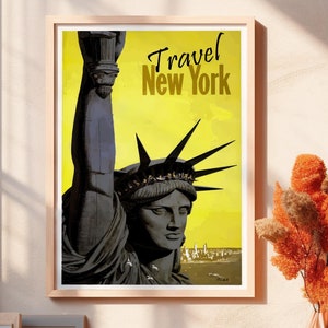 TRAVEL NEW YORK Poster, Vintage Art, Easy To Print Downloads, Poster Print, Digital Art, Home Decor, Gift For Her, Gift For Him