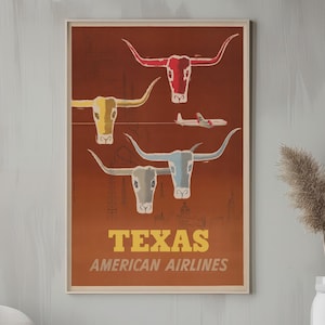 TEXAS American Airlines Vintage Poster, Instant Image Downloads, Poster Print, Digital Art, Home Decor, Gift For Her, Gift For Him