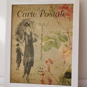 Carte Postale Lady Vintage Poster, DRUKOWANA ŚCIENNA SZTUKA DO POBRANIA CYFROWEGO, Retro Art, Różne rozmiary, Prezent świąteczny, Retro Wall Decor