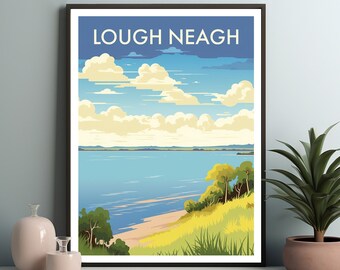 Lough Neagh DIGITAL DOWNLOAD Travel Poster Ireland Landscape Print Printable Wall Art
