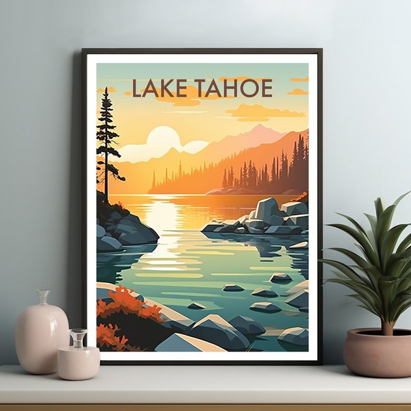 LAKE TAHOE Poster, Digital Download, Home Decor, Wall Art, Home Decor, Digital Art, Printable, Lake Picture, Gifts For Her, Gifts For Him