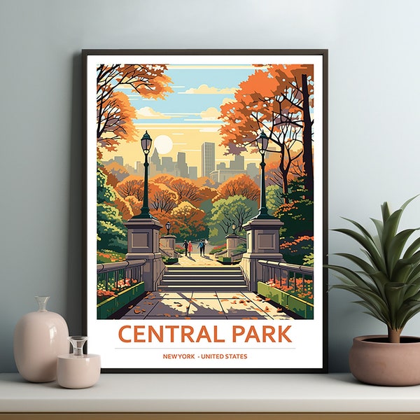 Poster CENTRAL PARK, arte di viaggio, stampa, stampa poster, arte, regalo, arte da parete, decorazione per la casa, regalo, stampa, arte da parete, regalo per lei, regalo per lui