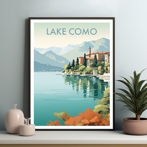 COMER SEE POSTER Vintage Reise Wand Kunst druckbare Stadt Druck digitaler Download Comer See Dekor Retro Reise Plakat moderne druckbare Kunst