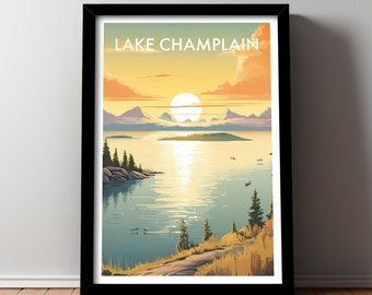Lake Champlain Poster New York Vermont Art (Digital Download)
