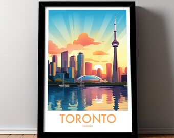 TÉLÉCHARGEMENT NUMÉRIQUE de Toronto Impression d'art sur la ligne d'horizon, affiche de voyage au Canada, art mural paysage urbain