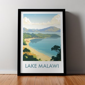 Póster clásico de LAKE MALAWI, descarga digital, decoración del hogar, arte de pared, arte imprimible, regalo para ella y regalo para él
