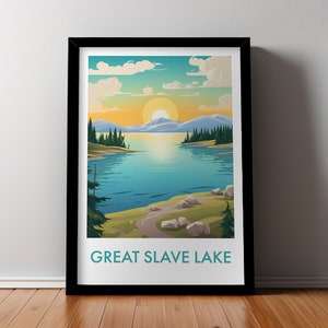 GREAT SLAVE LAKE Canada Northwest Territories Scenic Landscape Printable Digital Download Travel Poster Wall Art Nature Home Decor