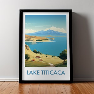 LAKE TITICACA DIGITAL Download Printable Travel Poster Peru Bolivia Wall Art Scenic Landscape South America Nature Modern Home Decor
