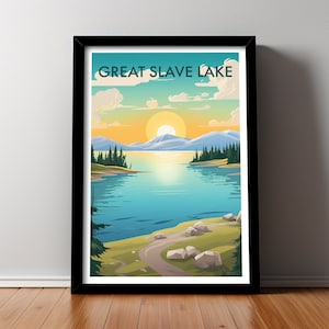 GREAT SLAVE LAKE Canada Northwest Territories Scenic Landscape Printable Digital Download Travel Poster Wall Art Nature Home Decor