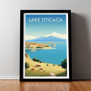 LAKE TITICACA DIGITAL Download Printable Travel Poster Peru Bolivia Wall Art Scenic Landscape South America Nature Modern Home Decor