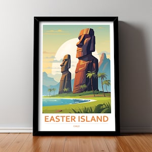 EASTER ISLAND Poster, Chile, Travel Art, Poster Print, Digital Art, Art, Instant Download, Gift, Home Decor, Gift For Her, Gift For Him