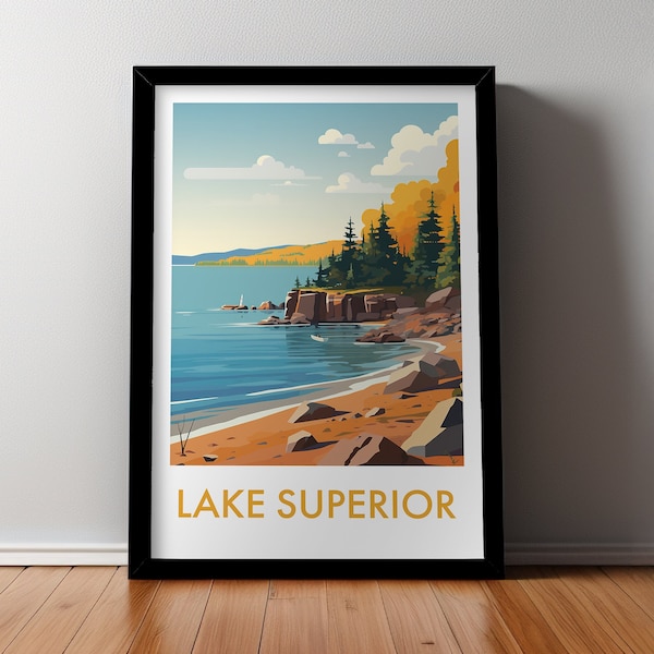 LAKE SUPERIOR Poster, Digitale Download, Decor van het huis, Kunst aan de muur, Decor van het huis, Digitale Kunst, Afdrukbaar, Lake Picture, Cadeau voor haar, Cadeau voor hem