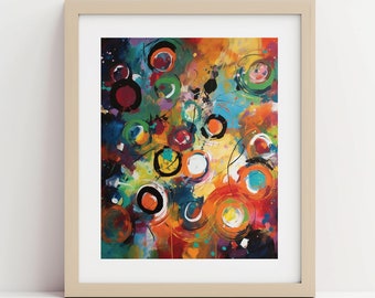 Abstract Circle Art Print Colorful Geometric Wall Art Contemporary Decor Digital Download Printable Wall Art