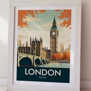 LONDON Printable Poster, Travel Poster For Easy Wall Art, DIGITAL DOWNLOAD, Wanderlust Decor, Gift for Travelers, Modern Home Decor