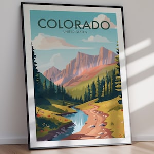 Póster imprimible de Colorado, Estados Unidos, EE. UU., arte de viaje, impresión de póster, arte instantáneo, arte mural, decoración del hogar, regalo para ella, regalo para él