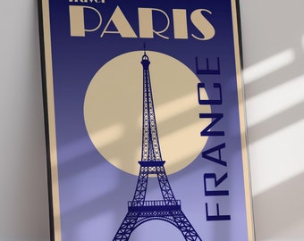 Vintage Paris Travel Poster Eiffel Tower Art Print (Downloadable) Printable Home Decor