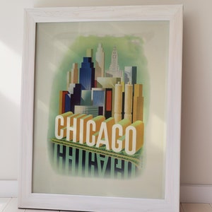 CHICAGO Vintage Poster, Retro Art, Instant Download, Home Decor, Travel Art, Perfect Holiday Gift, Gift For Her, Gift For Him